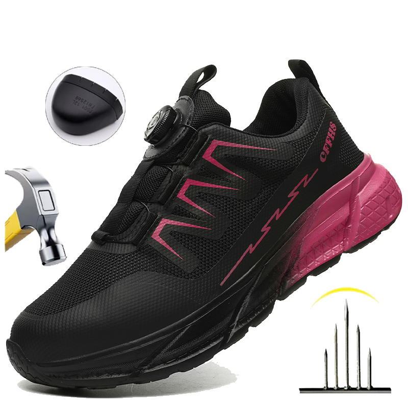 Women'S Shoes Hike - รองเท้าบู๊ตนิรภัยกันทะลุสำหรับผู้หญิง หัวเหล็ก หุ้มข้อสูง น้ำหนักเบา ระบายอากาศได้ดี รองเท้าทำงานนุ่มสบาย