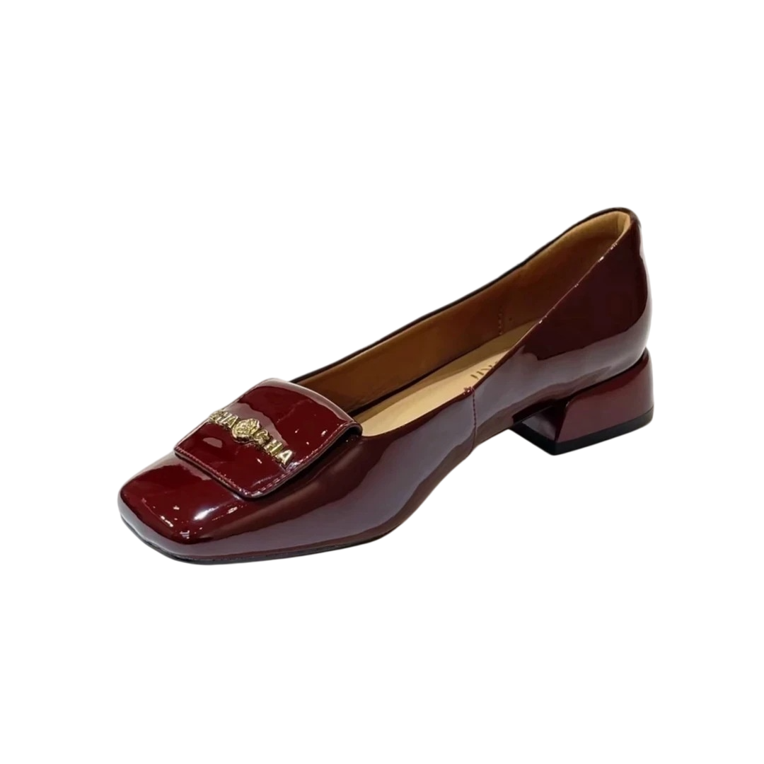 Wide Fit Heels - รองเท้าส้นสูงหัวเหลี่ยมสไตล์เรโทรสำหรับผู้หญิง พร้อมหัวเข็มขัดโลหะ ดีไซน์เรียบหรู สวมใส่ง่าย เหมาะสำหรับทำงานในออฟฟิศ มีไซส์ใหญ่พิเศษสำหรับเท้ากว้าง
