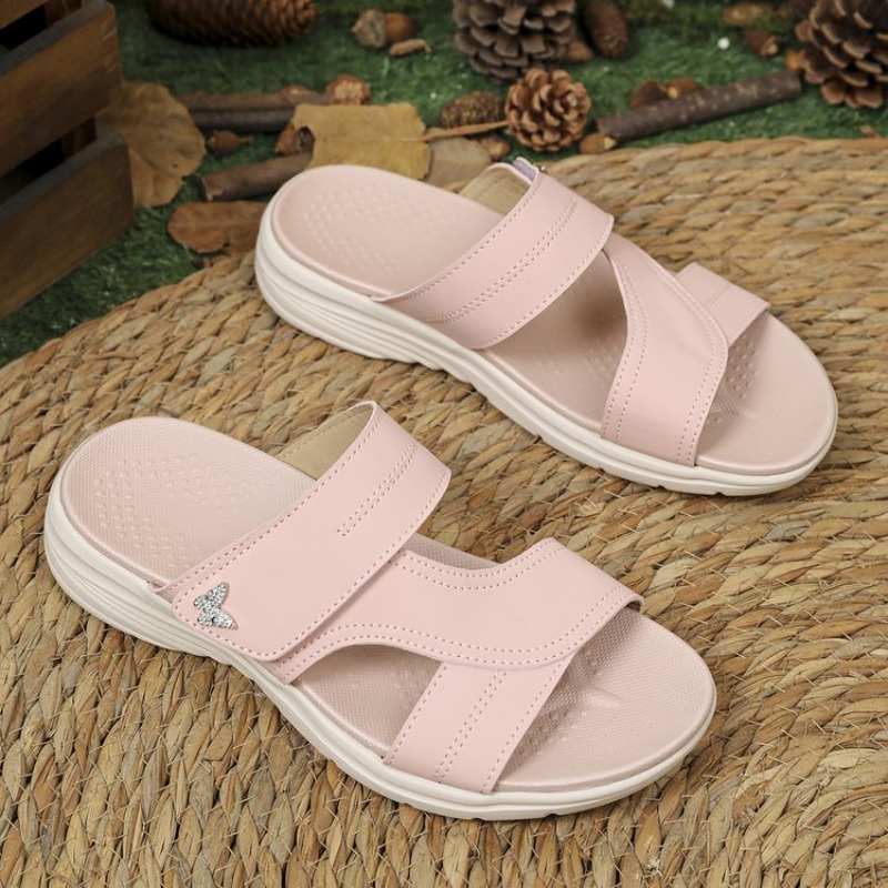Peep Toe Heels - รองเท้าส้นเตารีดแฟชั่นสำหรับผู้หญิง รองเท้าส้นเตี้ยแบบสวมสำหรับฤดูร้อน เหมาะสำหรับใส่กลางแจ้ง
