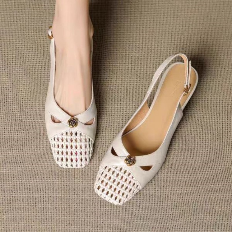 Women'S Shoes Non Slip - รองเท้าส้นเตารีดแบบปิดหัวสไตล์ฝรั่งเศสสำหรับผู้หญิง รองเท้าสานอเนกประสงค์ รองเท้าส้นเตารีดแบบโปร่งระบายอากาศสำหรับฤดูร้อนปี 2026
