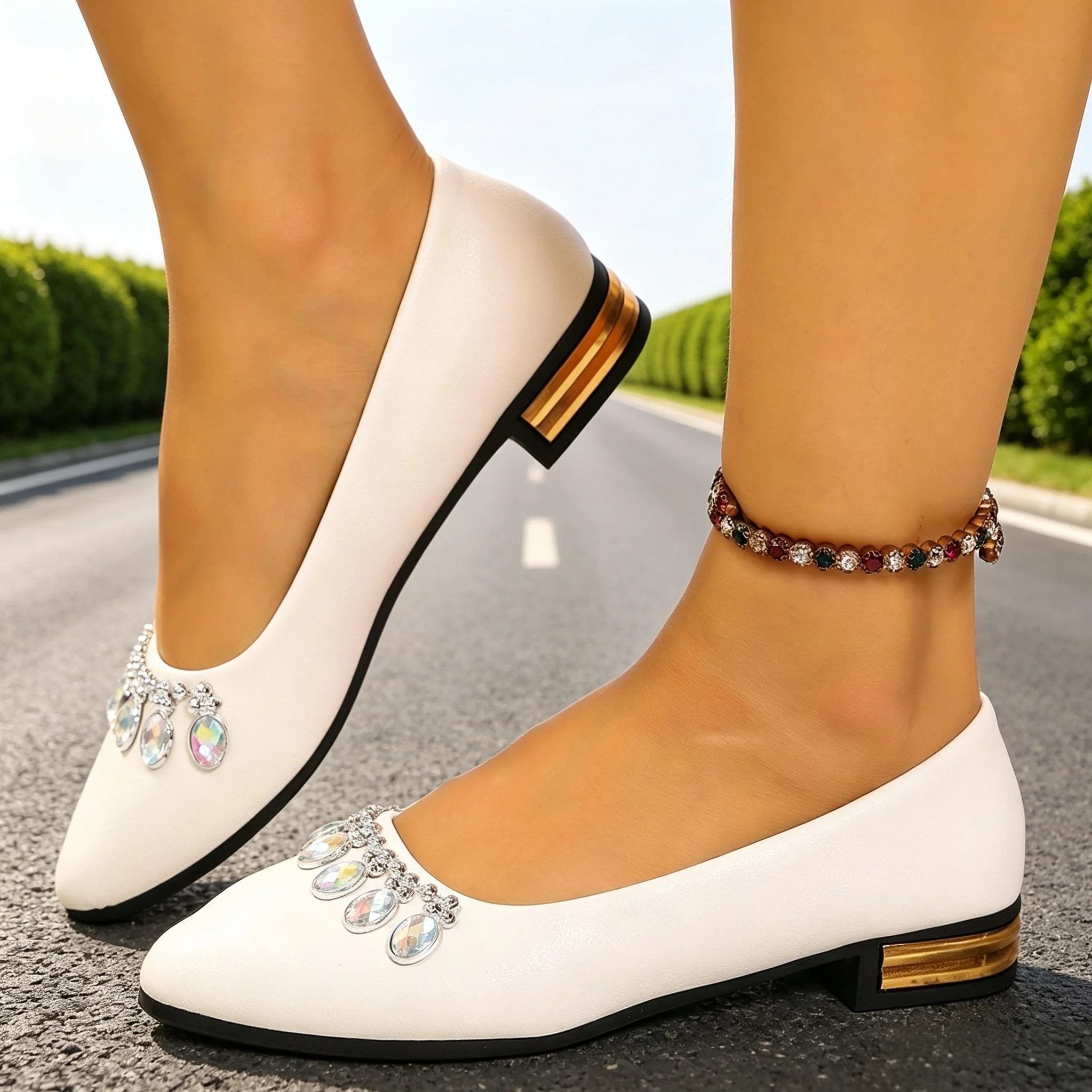 Women'S Shoes Non Slip - รองเท้าส้นแบนสำหรับผู้หญิง หัวแหลม รองเท้าบัลเลต์ ไซส์ใหญ่ รองเท้าผ้าใบส้นแบนคุณภาพสูง แฟชั่น