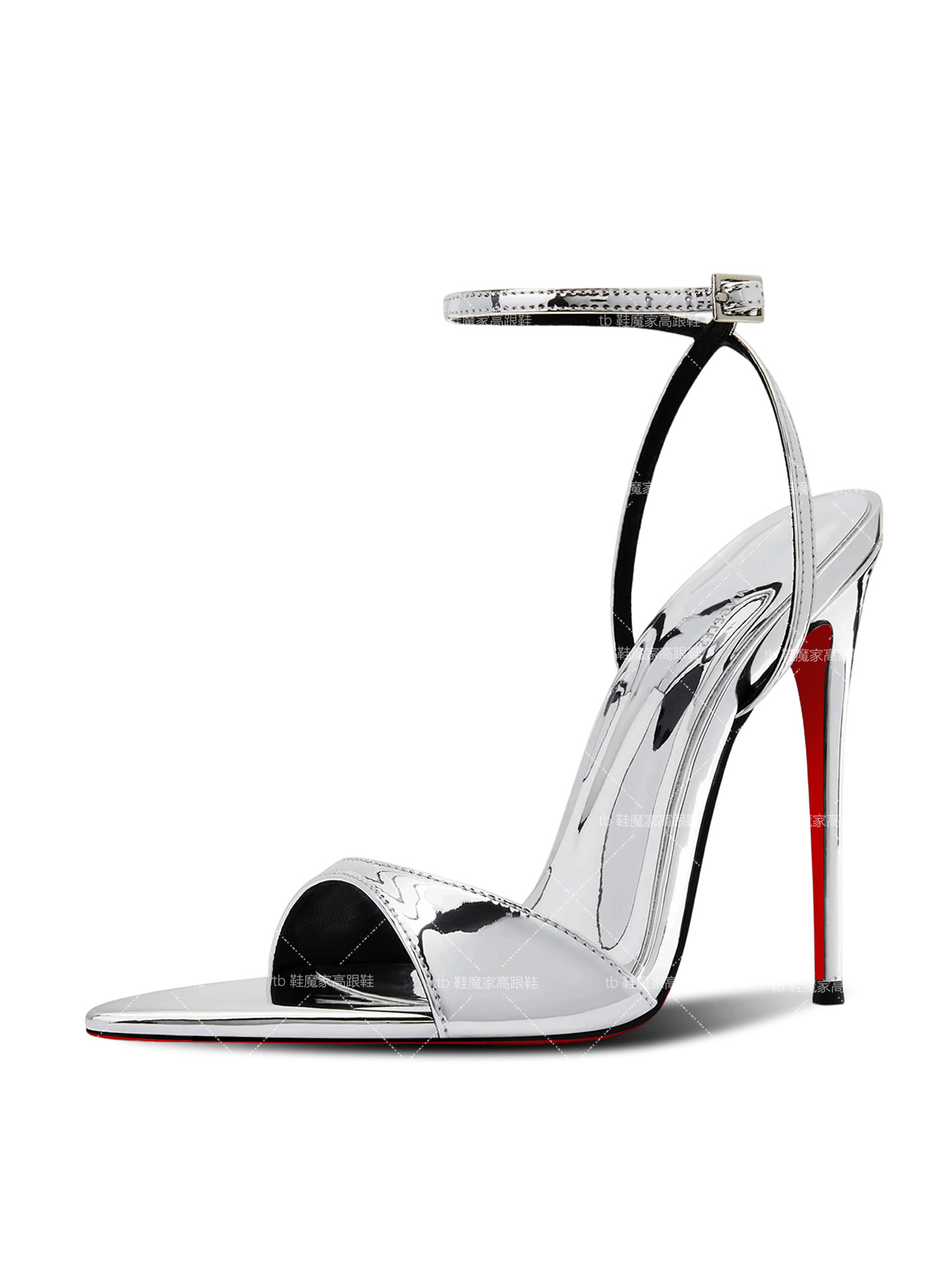 Wide Fit Heels - รองเท้าส้นสูงสีเงินสไตล์ยุโรปและอเมริกาแบบใหม่สำหรับผู้หญิง หัวแหลม เปิดนิ้วเท้า พร้อมสายรัดข้อเท้า รองเท้าแตะแฟชั่น ไซส์กว้าง