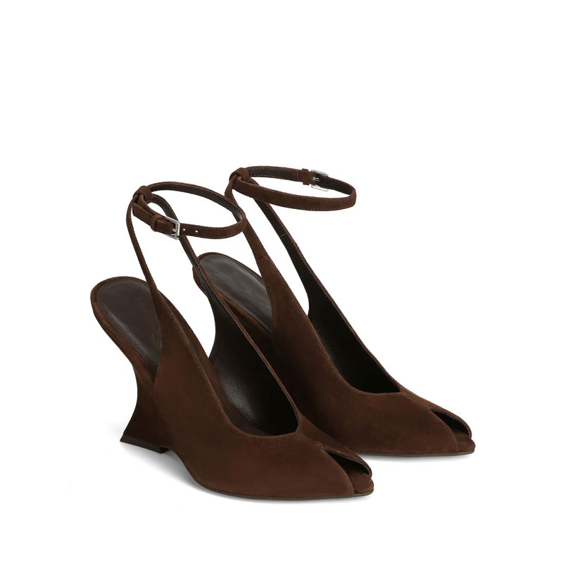 Wide Fit Heels - รองเท้าส้นสูงแบบสวมเปิดหัวแหลม ส้นหนา สีดำ ใส่สบาย รุ่นฟันหยัก สำหรับผู้หญิง