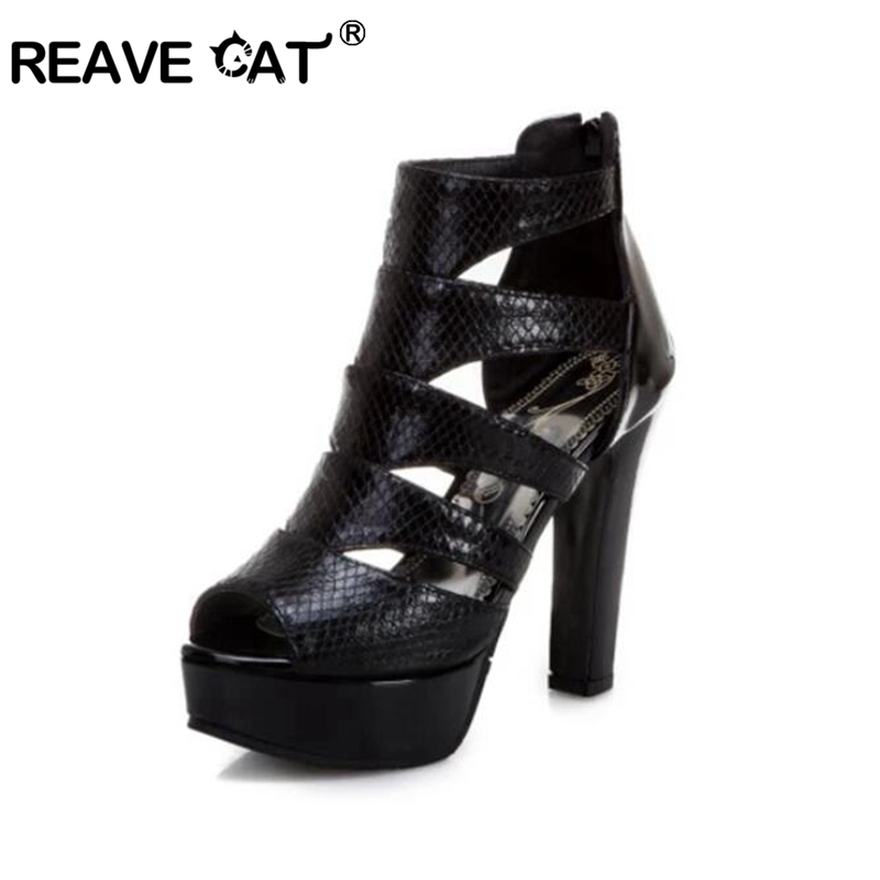 Peep Toe Heels - Reave รองเท้าแตะผู้หญิงขนาด34-50เซ็กซี่รูปแมวร้องเท้าส้นสูงส้นสูงส้นสูง11.5ซม. แพลตฟอร์มรองเท้าปาร์ตี้ F1493
