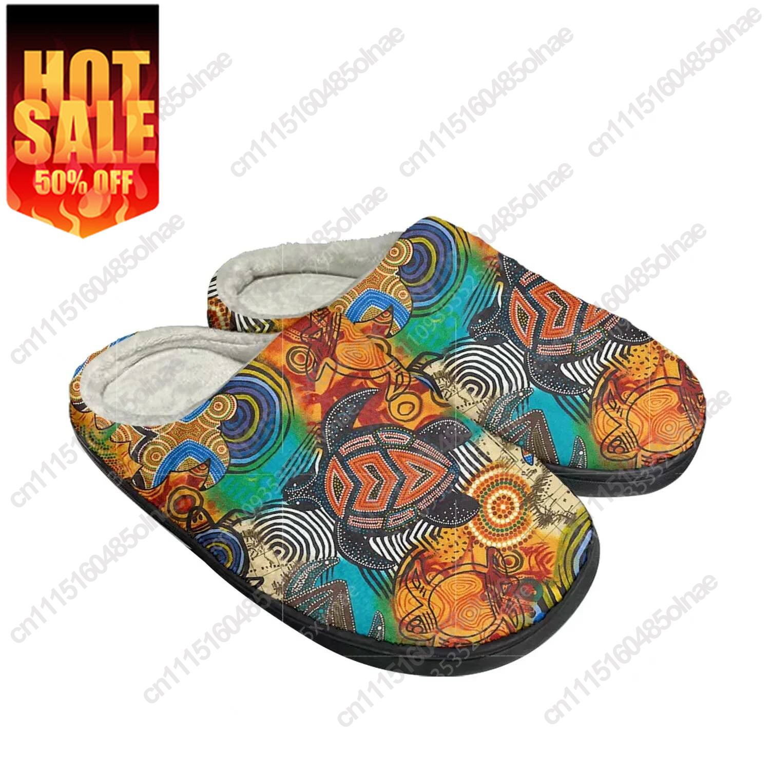 Women Shoes In Australia - รองเท้าแตะผ้าฝ้ายสำหรับใส่ในบ้าน ลายศิลปะพื้นเมืองเต่าของชาวอะบอริจินออสเตรเลีย สำหรับชายและหญิง บุขนนุ่ม ให้ความอบอุ่น รองเท้าสั่งทำพิเศษ