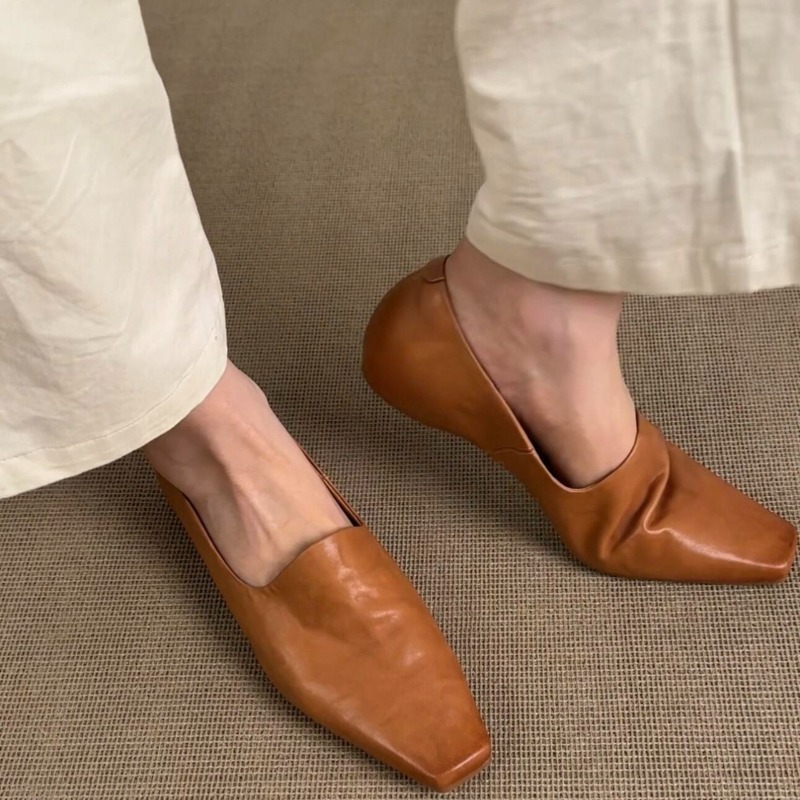 Women'S Shoes Non Slip - รองเท้าโลฟเฟอร์แบบเรโทรสำหรับผู้หญิง สไตล์อังกฤษ หัวเหลี่ยม แบบสวม