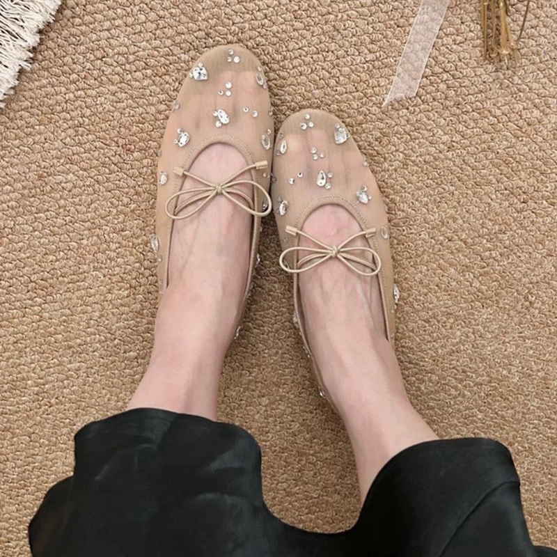 รองเท้าส้นเตี้ยแบบสวมประดับโบว - Women Shoes Casual บทวิจารณ์และราคา