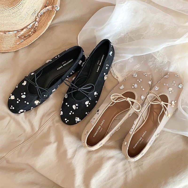 รองเท้าส้นเตี้ยแบบสวมประดับโบว - Women Shoes Casual บทวิจารณ์และราคา