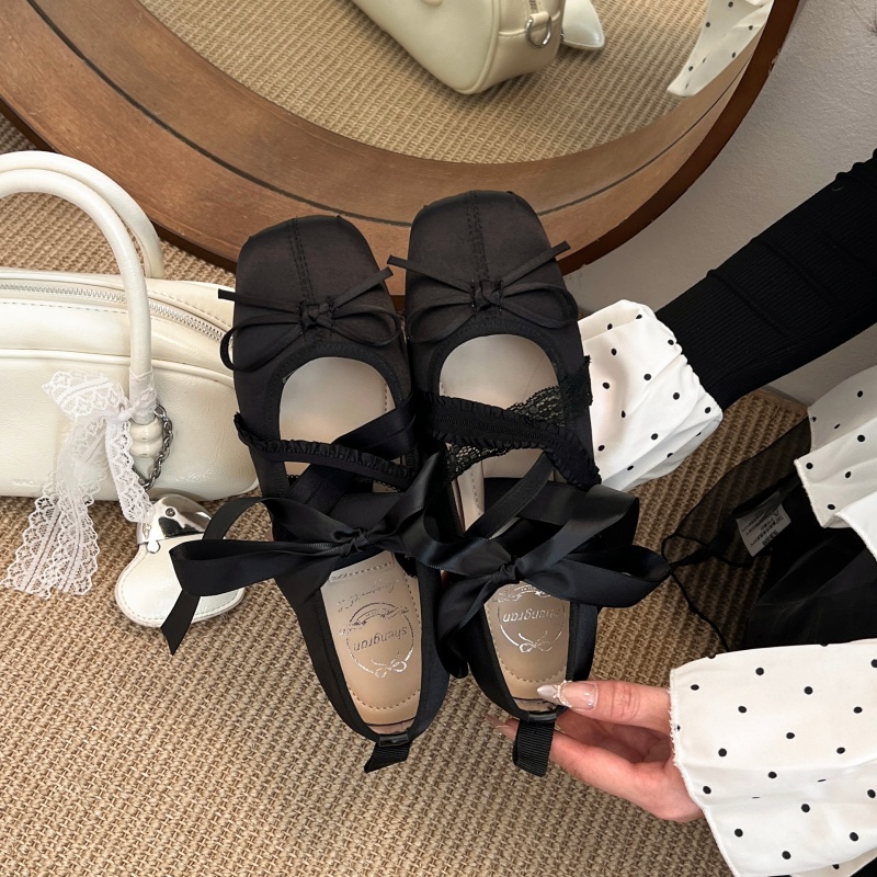 รองเท้าบัลเล่ต์แบบผูกเชือก สไต - Women Shoes Casual บทวิจารณ์และราคา