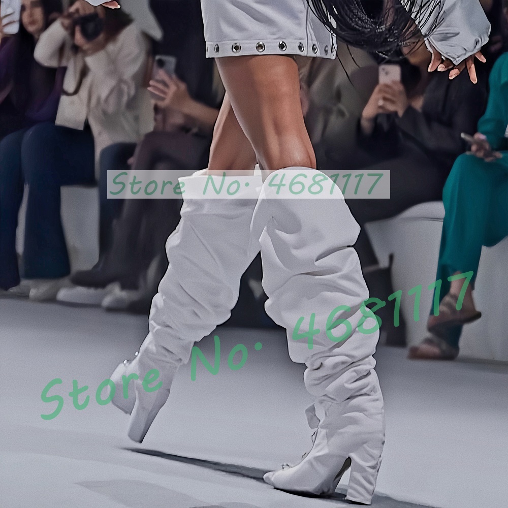 รองเท้าบูททรงสูงสีขาวแบบหลวมๆ  - Wide Fit Heels บทวิจารณ์และราคา