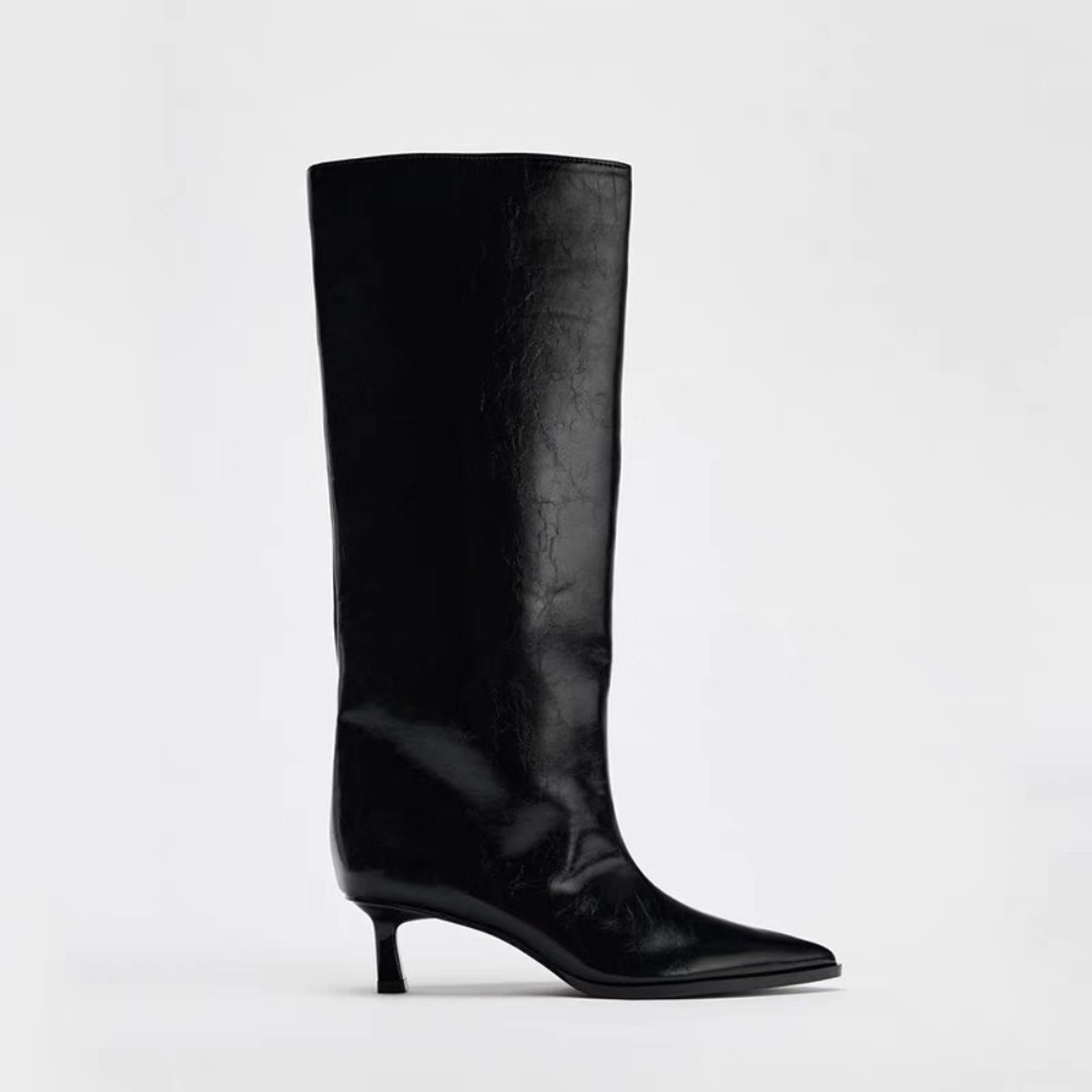 รองเท้าบูททรงสูงปลายแหลมแบบมีส - Wide Fit Heels บทวิจารณ์และราคา
