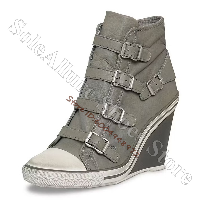 รองเท้าผ้าใบหุ้มข้อสีเทาแบบมีห - Women'S Shoes Com บทวิจารณ์และราคา